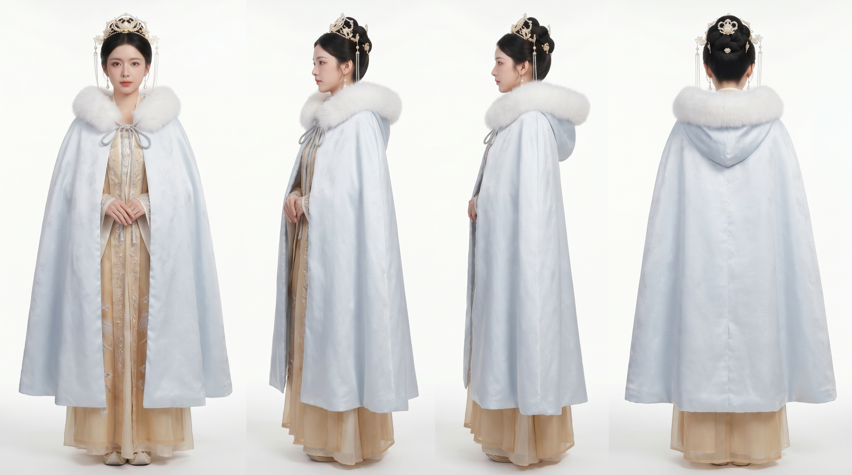 雪夜女主的服装与多角度外观